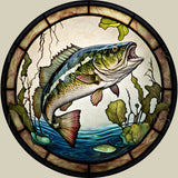 Fernville Creations 3.6 Inch Glossy Fernville Creations - Stained Glass Fish Coaster for Nature Lovers and Fishermen