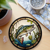 Fernville Creations 3.6 Inch Glossy Fernville Creations - Stained Glass Fish Coaster for Nature Lovers and Fishermen