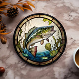 Fernville Creations 3.6 Inch Glossy Fernville Creations - Stained Glass Fish Coaster for Nature Lovers and Fishermen