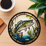 Fernville Creations 3.6 Inch Glossy Fernville Creations - Stained Glass Fish Coaster for Nature Lovers and Fishermen