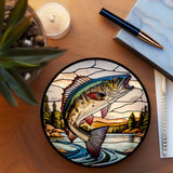 Fernville Creations 3.6 Inch Glossy Fernville Creations - Stained Glass Fish Coaster for Nature Lovers and Fishermen