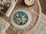 Fernville Creations 4 Inch Glossy Fernville Creations - Dragonfly Coaster with Pink Flower for Coffee Table Decor