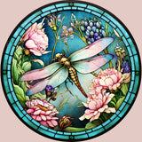 Fernville Creations 4 Inch Glossy Fernville Creations - Dragonfly Coaster with Pink Flower for Coffee Table Decor
