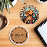 Fernville Creations 4 Inch Glossy Fernville Creations - Printed Stained Glass Dachshund Ceramic Coaster