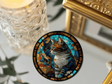 Fernville Creations Coasters Cat Coaster with Stained Glass Motif, Eco-Friendly Ceramic