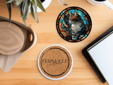 Fernville Creations Coasters Cat Coaster with Stained Glass Motif, Eco-Friendly Ceramic
