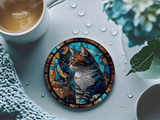 Fernville Creations Coasters Cat Coaster with Stained Glass Motif, Eco-Friendly Ceramic