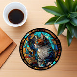 Fernville Creations Coasters Cat Coaster with Stained Glass Motif, Eco-Friendly Ceramic