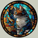 Fernville Creations Coasters Cat Coaster with Stained Glass Motif, Eco-Friendly Ceramic