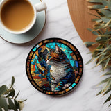 Fernville Creations Coasters Cat Coaster with Stained Glass Motif, Eco-Friendly Ceramic