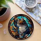 Fernville Creations Coasters Cat Coaster with Stained Glass Motif, Eco-Friendly Ceramic