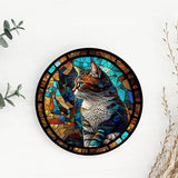 Fernville Creations Coasters Cat Coaster with Stained Glass Motif, Eco-Friendly Ceramic