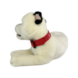FurTastic Friends by Bocchetta Plush Toys Realistic White Staffordshire Bull Terrier with Black Ears Plushie Size 35cm/13.75"