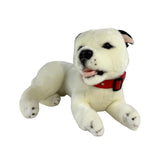 FurTastic Friends by Bocchetta Plush Toys Realistic White Staffordshire Bull Terrier with Black Ears Plushie Size 35cm/13.75"