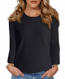 Galleria Enterprises Black / S Animal Print & Solid Long Sleeve Luxury Blouses for Women