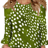 Galleria Enterprises Dots / S Animal Print & Solid Long Sleeve Luxury Blouses for Women