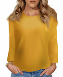 Galleria Enterprises Gold / S Animal Print & Solid Long Sleeve Luxury Blouses for Women