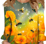 Animal Print & Solid Long Sleeve Luxury Blouses for Women - Yellow / S