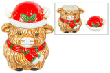 Hanna's Handiworks Hanna's Handiworks - Santa's Hat Christmas Highland Cow Cookie Jar