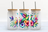 Kate Haven Glass Tumblers for Every Occasion Kate Haven Glass Tumblers for Every Occasion - Colorful Hummingbird 16oz Frosted Glass Tumbler