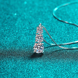 Knobspin-aliexp moissanite necklace Graduated Vertical Moissanite Necklace 925 Sterling Silver