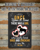 Lone Star Art 8 x 12 Lone Star Art - Girl Who Really Loved Dogs and Chicken - Metal Sign