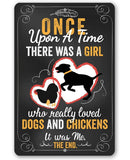 Lone Star Art 8 x 12 Lone Star Art - Girl Who Really Loved Dogs and Chicken - Metal Sign