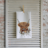 Middlefork & Co. Rolled Middlefork & Co. - Watercolor Scottish Highland Cow Tea Towel Farmhouse Kitchen