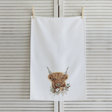 Middlefork & Co. Rolled Middlefork & Co. - Watercolor Scottish Highland Cow Tea Towel Farmhouse Kitchen