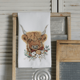 Middlefork & Co. Rolled Middlefork & Co. - Watercolor Scottish Highland Cow Tea Towel Farmhouse Kitchen