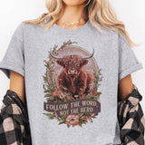 Par.tees by Party On! Par.tees by Party On! - Faith Follow the Word Religious Highland Cow God Graphic Tee