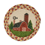 Farm Red Barn Braided Trivet 8"