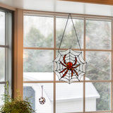 River of Goods River of Goods - 12"H Halloween Spider Web Stained Glass Window Panel