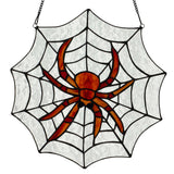 River of Goods River of Goods - 12"H Halloween Spider Web Stained Glass Window Panel