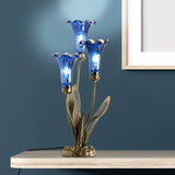 River of Goods River of Goods - 21"H Blue Mercury Glass 3 Lily Uplight Table Lamp