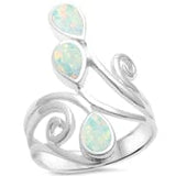 Sonara Sterling silver Ring White Opal Wrap Around Spiral .925 Sterling Silver Ring