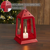VHC Brands VHC Brands - Metal Lantern Barn Red Tealight Holder 9x5x5