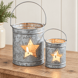 VHC Brands VHC Brands - Star Galvanized Metal Votive Candle Holder Set 2pc