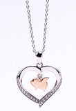 Flying Pig in a Heart with CZ Sterling Silver Necklace 18