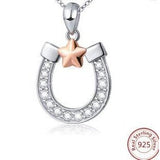 Alibaba - Booker Fine Fashion Jewelry-Necklace Lucky Horseshoe Sparkling Necklace Sterling Silver Rose Gold