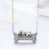 Alibaba - Booker Fine Fashion Jewelry-Necklace Silver Dog Sleeping on Bone Unique Necklace for Dog Lovers 925 Sterling Silver