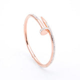 Alibaba Fashion Bracelets 18K Rose Gold Plated Stunning Nail Bangle Bracelet-Hinged with Cubic Zirconia Stainless Steel, 18K Gold Plated