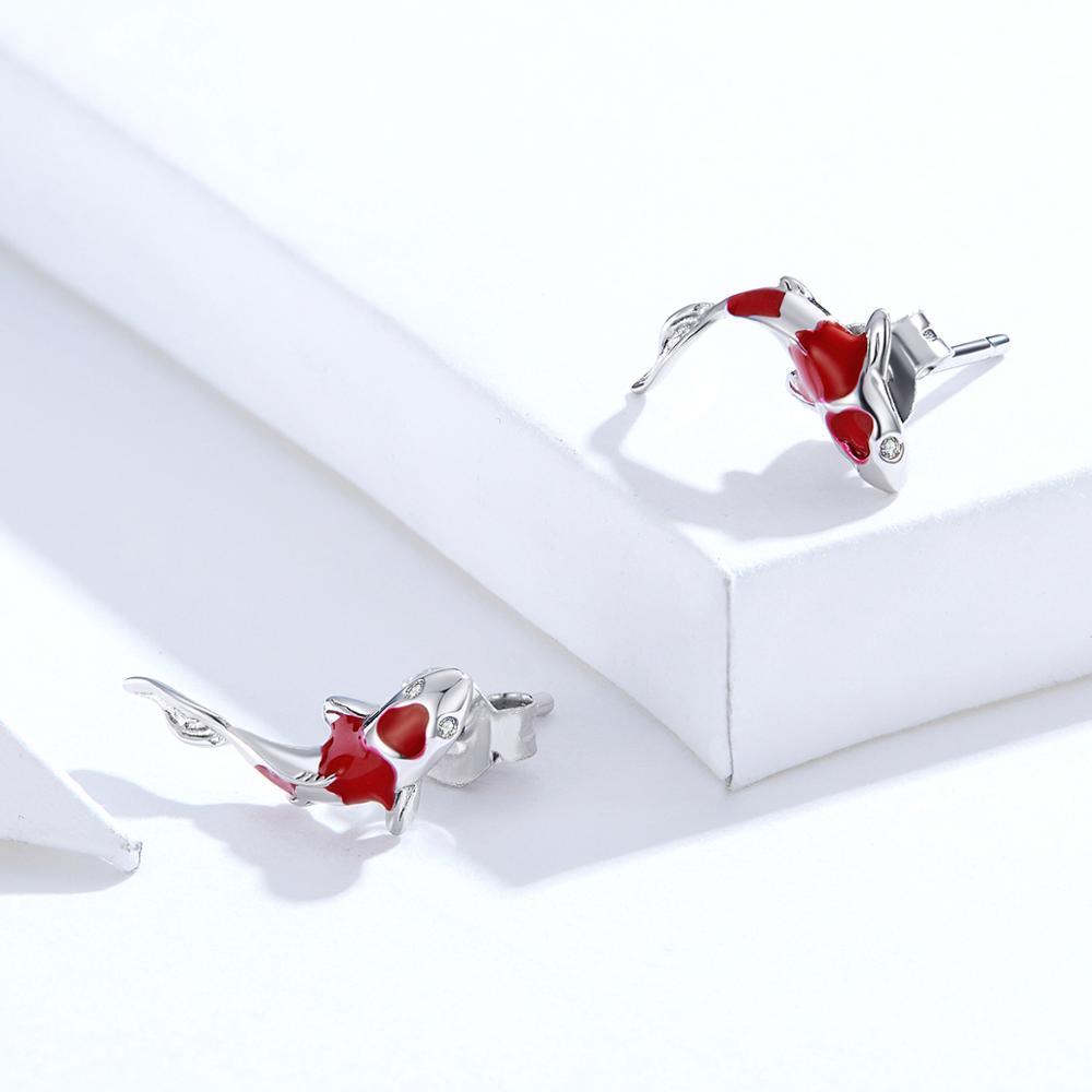 Alibaba Fine Fashion Jewelry-Earrings Colorful Koi Earrings & Charm-Beautiful Sterling Silver Fish Earrings!!