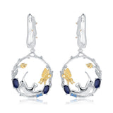 Alibaba Fine Fashion Jewelry SET Sapphire-Earrings Cat and Butterfly Fine Sterling Silver Jewelry, Genuine Gemstone-Necklace, Earrings, Ring or SET