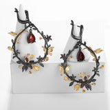 alibaba-koko hummingbird necklace Garnet / Earrings Hummingbird Floral Statement Necklace 925 Sterling Silver Waterproof Vintage Topaz, Amethyst or Citrine
