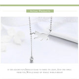 AliExpress - bamoer Fine Fashion Jewelry-Necklace Cat Necklace Sterling SIlver with CZ Ball Adjustable 18" Chain
