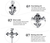 AliExpress - bamoer Fine Fashion Jewelry-Necklace Cross with Rose Black CZ Oxidized Sterling Silver Unique