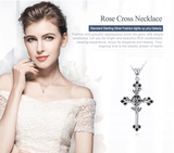 AliExpress - bamoer Fine Fashion Jewelry-Necklace Cross with Rose Black CZ Oxidized Sterling Silver Unique