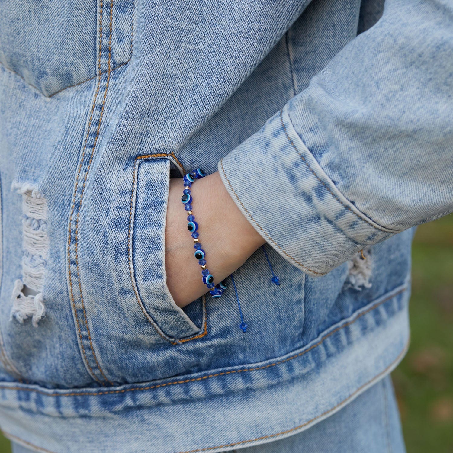 AliExpress Bracelets Turkish Evil Eye Bracelet Sets White Blue Evil Eyes Lucky Couple Bracelets for Women Colorful Crystal Bead Rope Chain Charm Jewelry