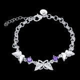 AliExpress Fine Fashion Jewelry Bracelet Purple CZ Butterfly Bracelets in Sterling Silver